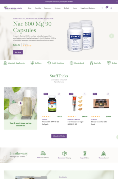 Walsh natural health ui design